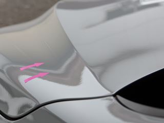 レクサスNX350アルミボンネットのデントリペア後・景色での確認